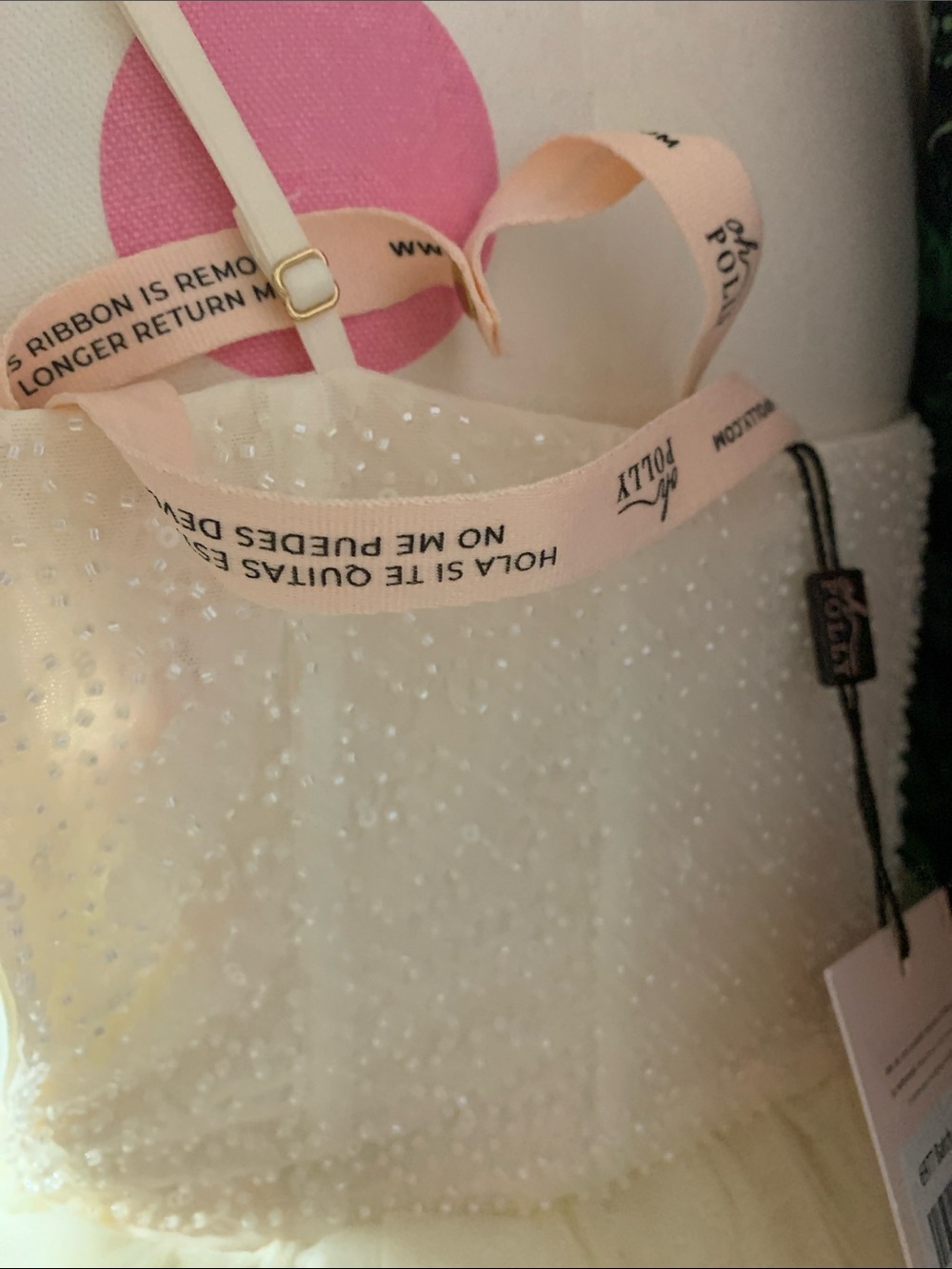 Oh Polly White Eugenie Embellished Corset Ivory Beaded Tulle Mini Dress - Picture 6 of 12